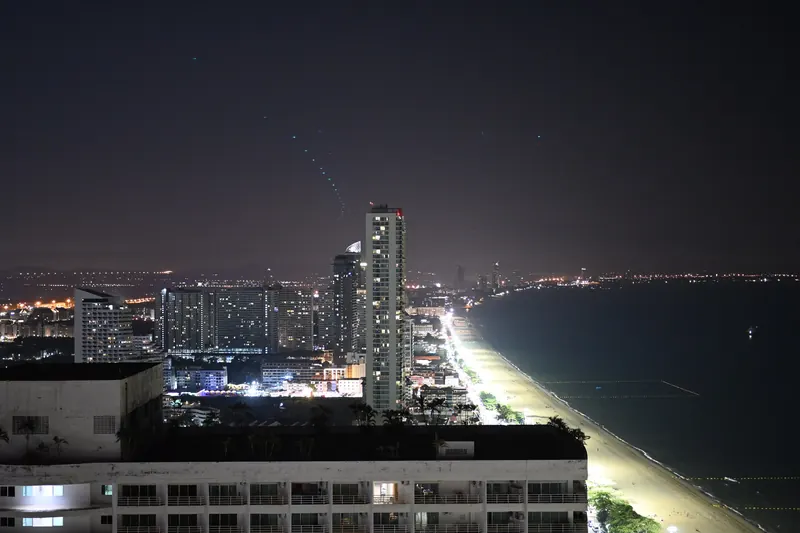 Pattaya bay and skyline at night