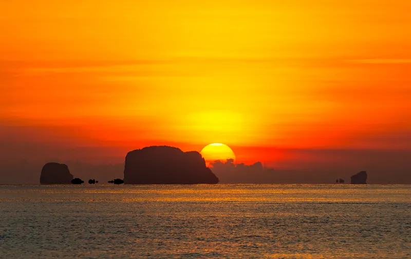 Sunset from a yacht in Phang Nga Bay